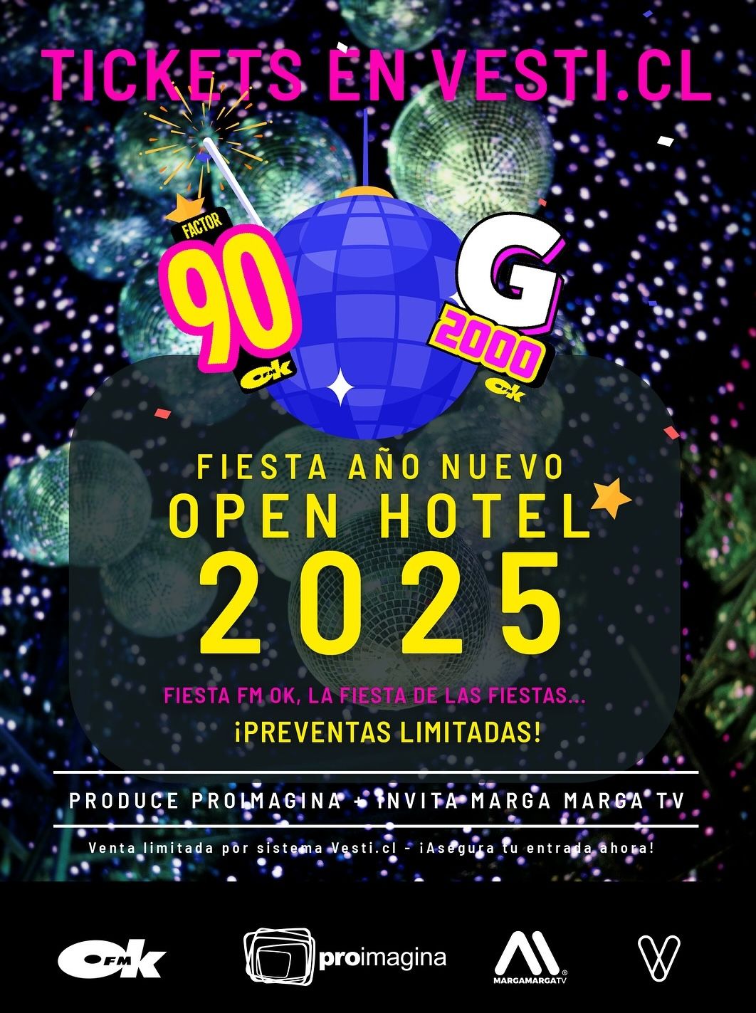 Compra de entradas Fiesta Okey Año Nuevo 2025 Open Hotel Quillota La Calera